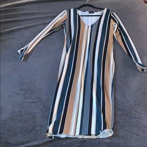 Long Sleeve Multi Color Midi Dress